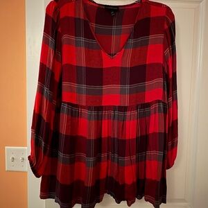 Lane Bryant Red and Black Plaid Blouse